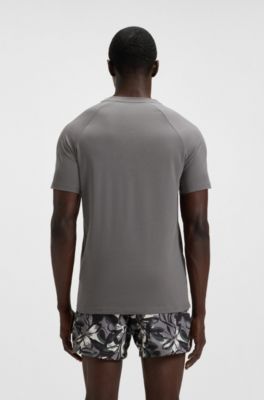 Logo-print slim-fit T-shirt in cotton jersey, Light Grey