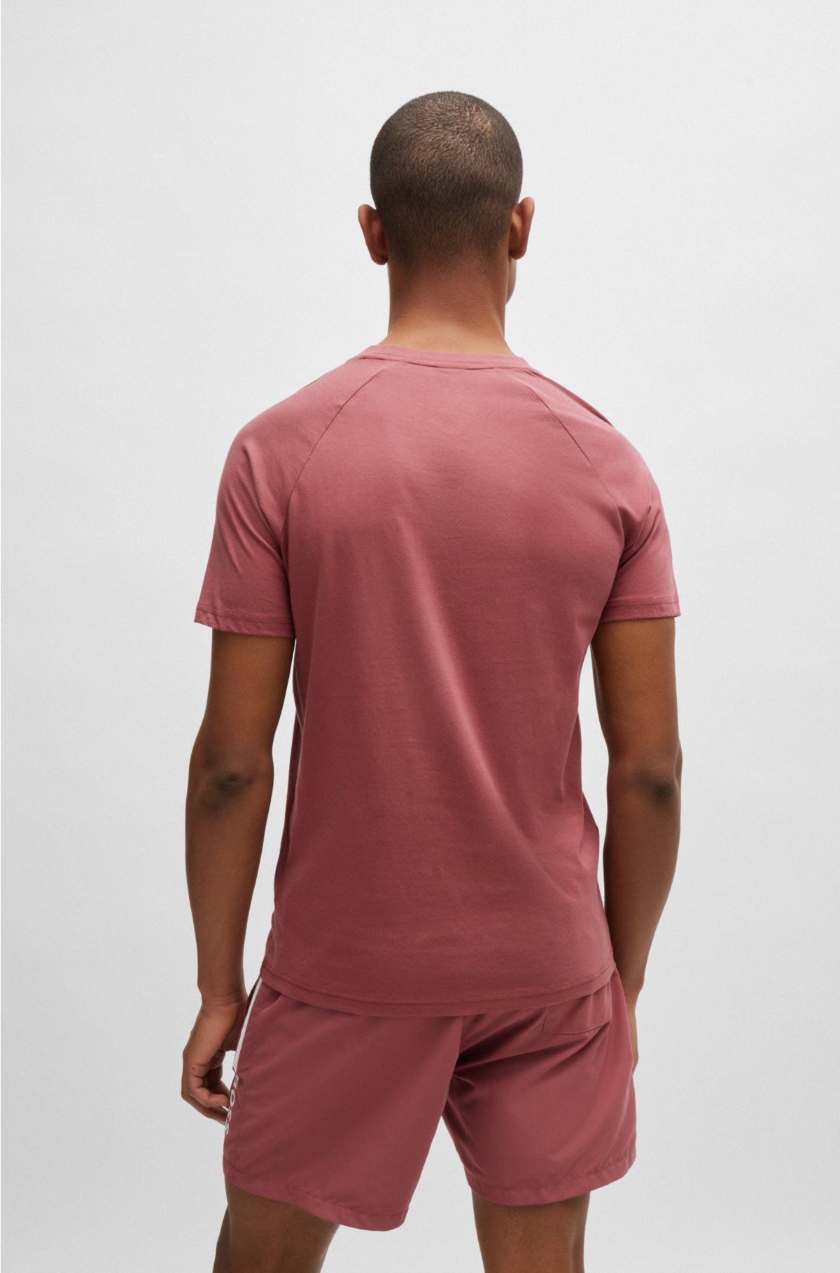 Logo-print slim-fit T-shirt in cotton jersey, Light Red