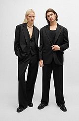 Modern-fit all-gender jacket in stretch fabric, Black