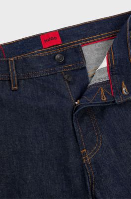 Loose-fit jeans in blue rigid denim, Dark Blue