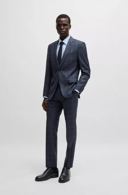 Slim-fit suit in checked virgin wool