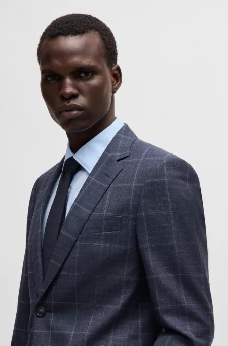 Slim-fit suit in checked virgin wool
