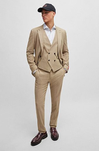 Pantalon de costume séparable serge de coton léger beige homme