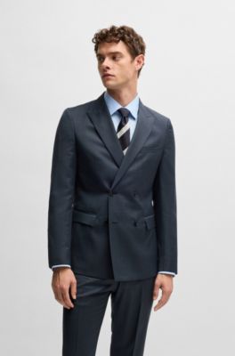 新品未使用 おしく TAGLIATORE リネン ダブルブレストスーツ 黒48