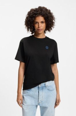 Cotton-jersey T-shirt with Happy HUGO logo