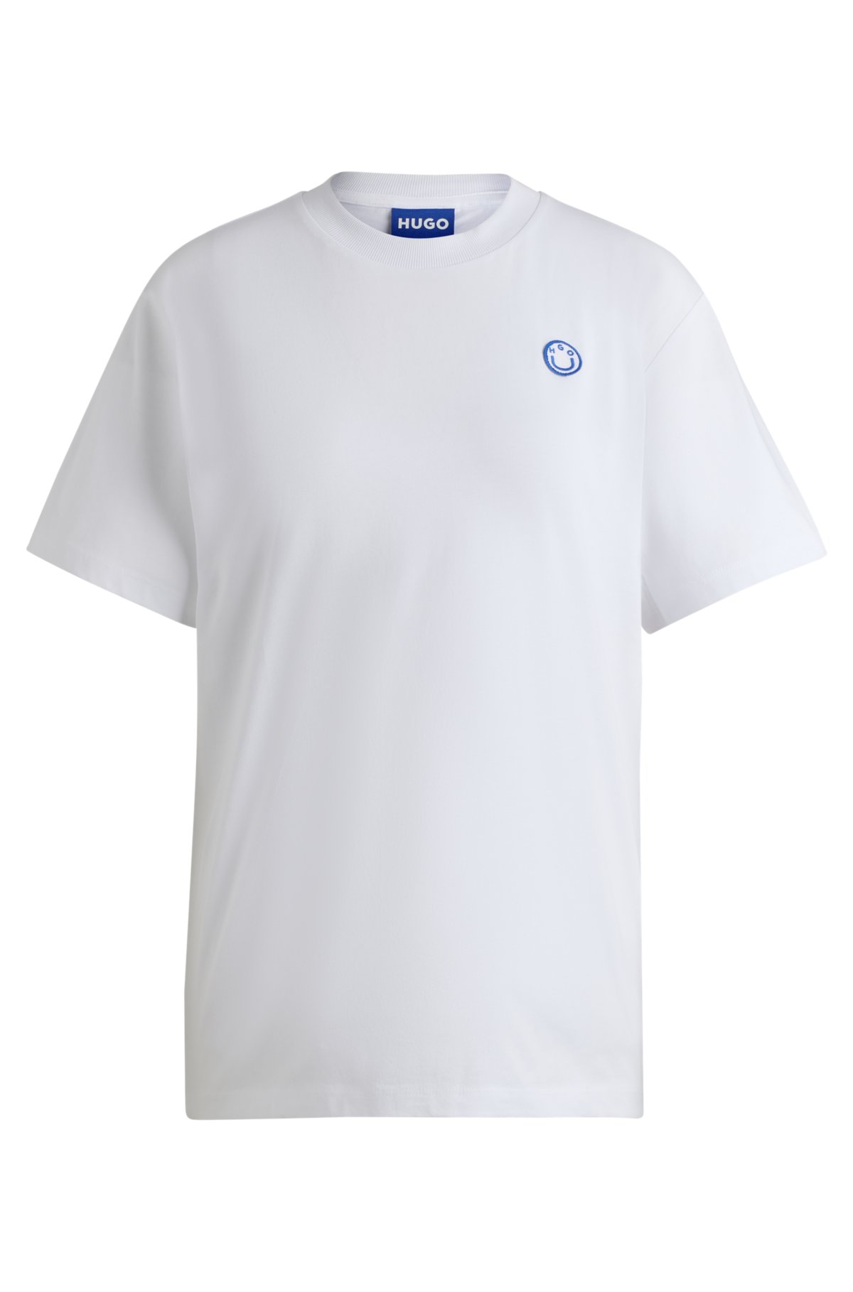 Cotton-jersey T-shirt with logo badge, White