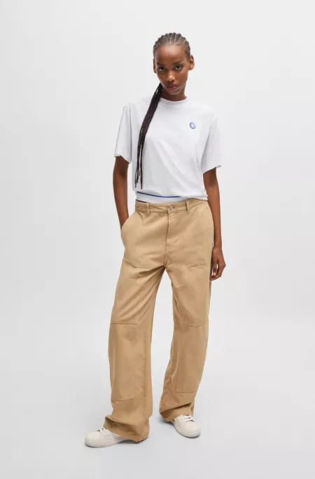 Cotton-jersey T-shirt with logo badge