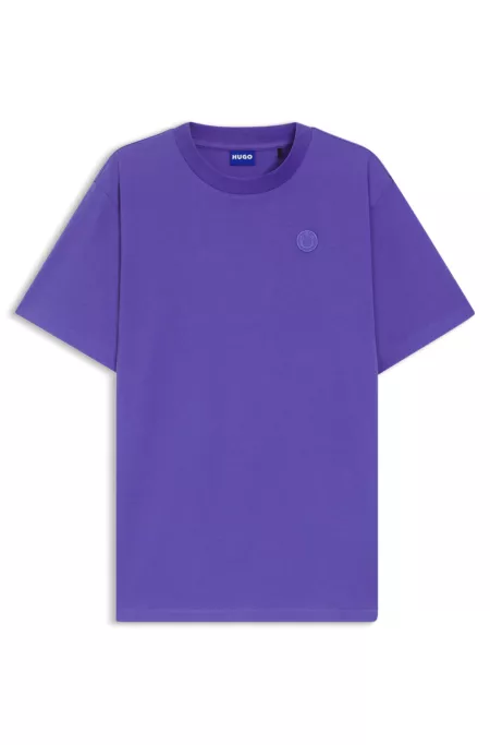 Cotton-jersey T-shirt with logo badge
