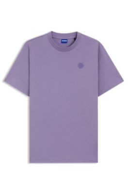 Cotton-jersey T-shirt with Happy HUGO logo, Purple