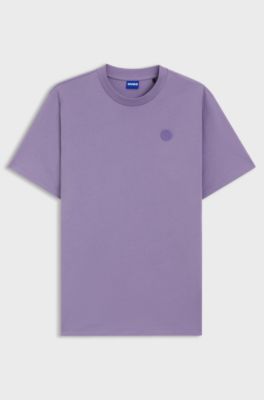 T-shirt in jersey di cotone con logo Happy HUGO, Lilla