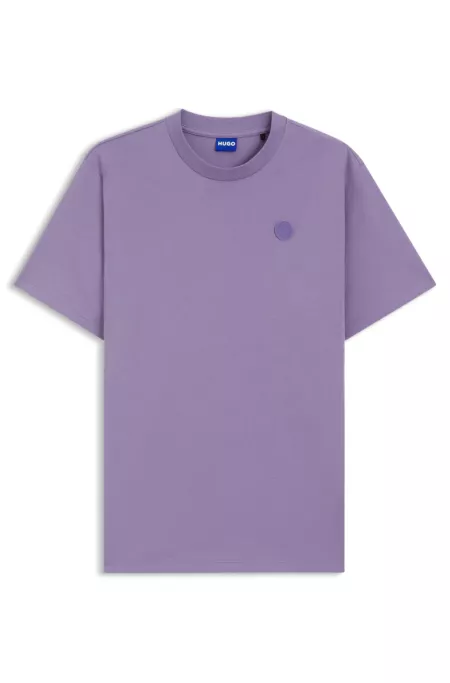 Cotton-jersey T-shirt with Happy HUGO logo