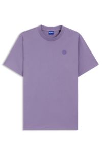 Cotton-jersey T-shirt with Happy HUGO logo, Purple