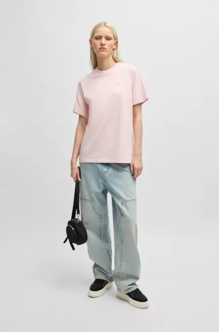 Cotton-jersey T-shirt with logo badge