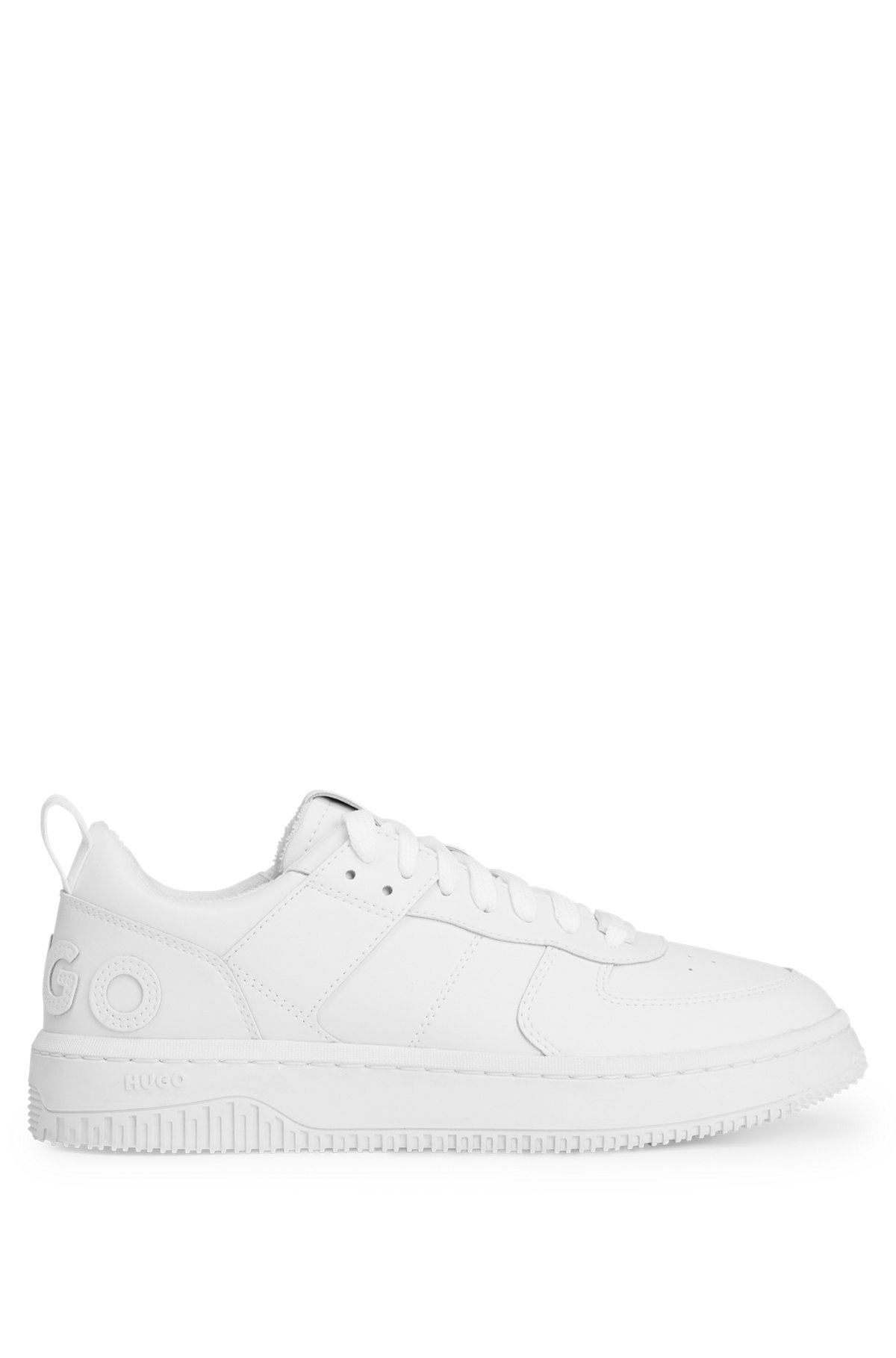 Low-top trainers with logo details, White