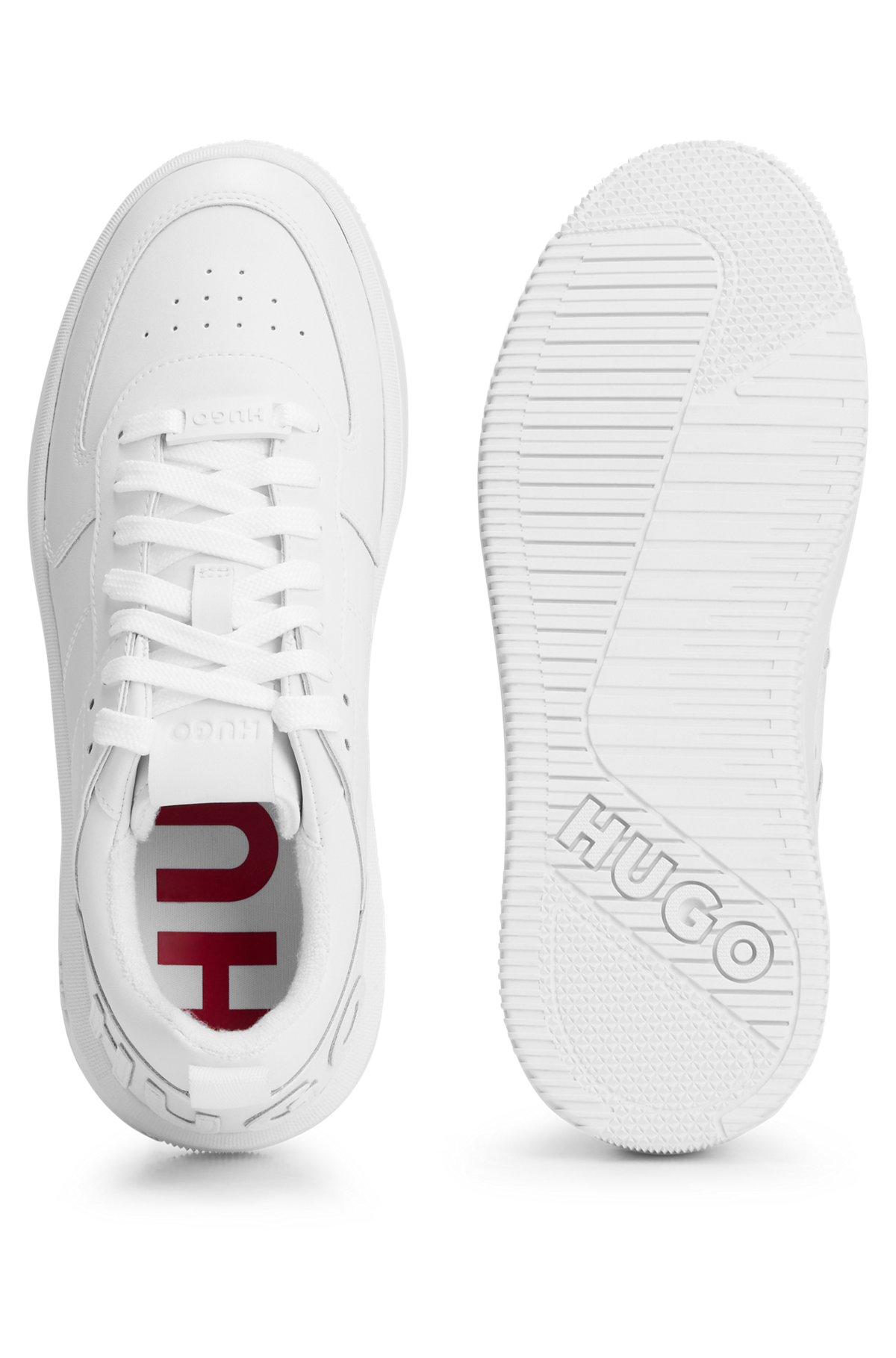 Low-top trainers with logo details, White