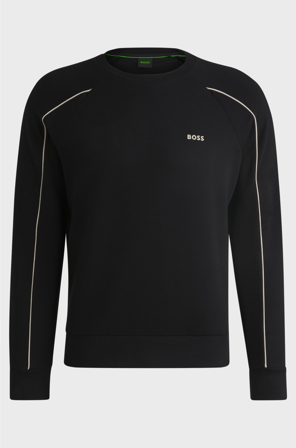 Stretch-cotton regular-fit sweatshirt with embossed artwork, Black
