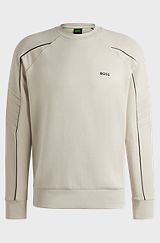 Stretch-cotton regular-fit sweatshirt with embossed artwork, Natural