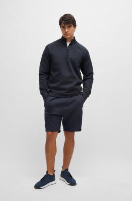 BOSS - Stretch-cotton zip-neck sweatshirt with embossed artwork