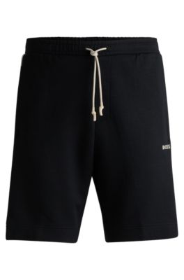 BOSS - Stretch-cotton shorts with embossed artwork - Black