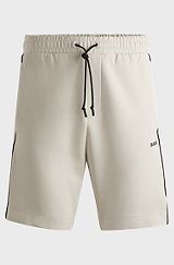 Stretch-cotton shorts with embossed artwork, Natural