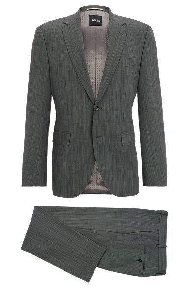 Regular-fit suit in micro-patterned crease-resistant fabric, Dark Grey
