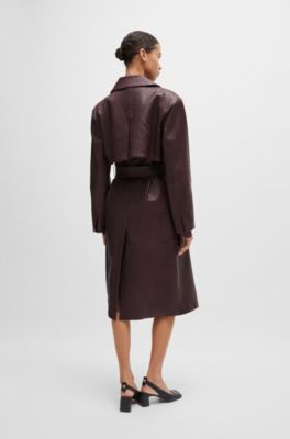 BOSS - ダブルブレスト トレンチコート クロコダイルパターンレザー 