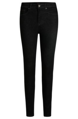Skinny-Fit Jeans aus schwarzem Super-Stretch-Denim, Schwarz