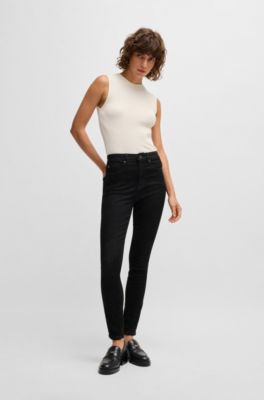 Skinny-Fit Jeans aus schwarzem Super-Stretch-Denim, Schwarz
