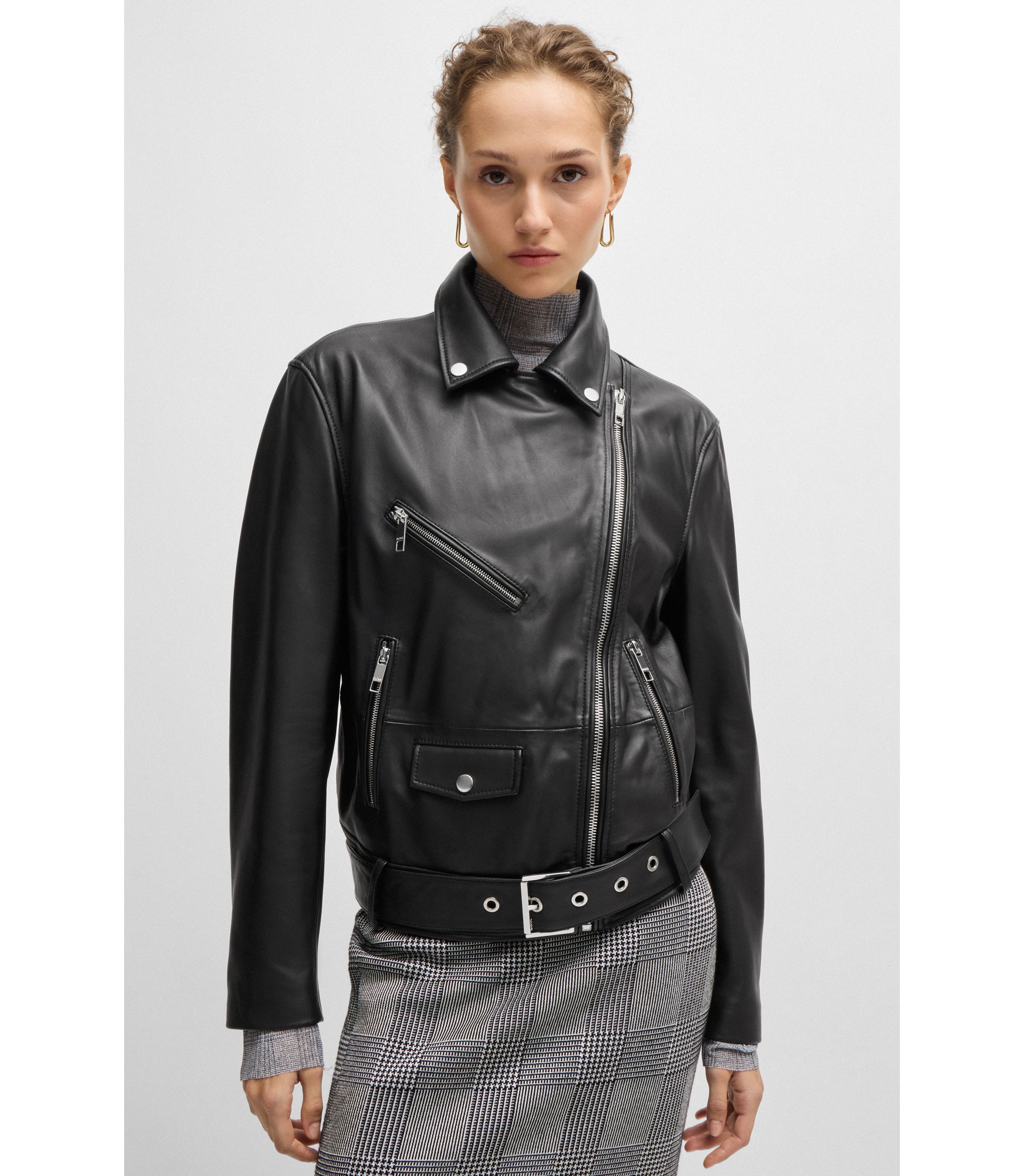 BOSS ブラックレザージャケット hbeu50518257_001_350?wid=1980&