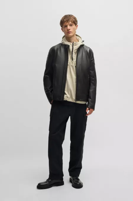 Regular-fit jacket in soft-touch leather