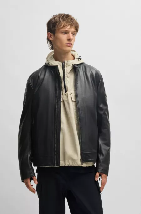 Regular-fit jacket in soft-touch leather