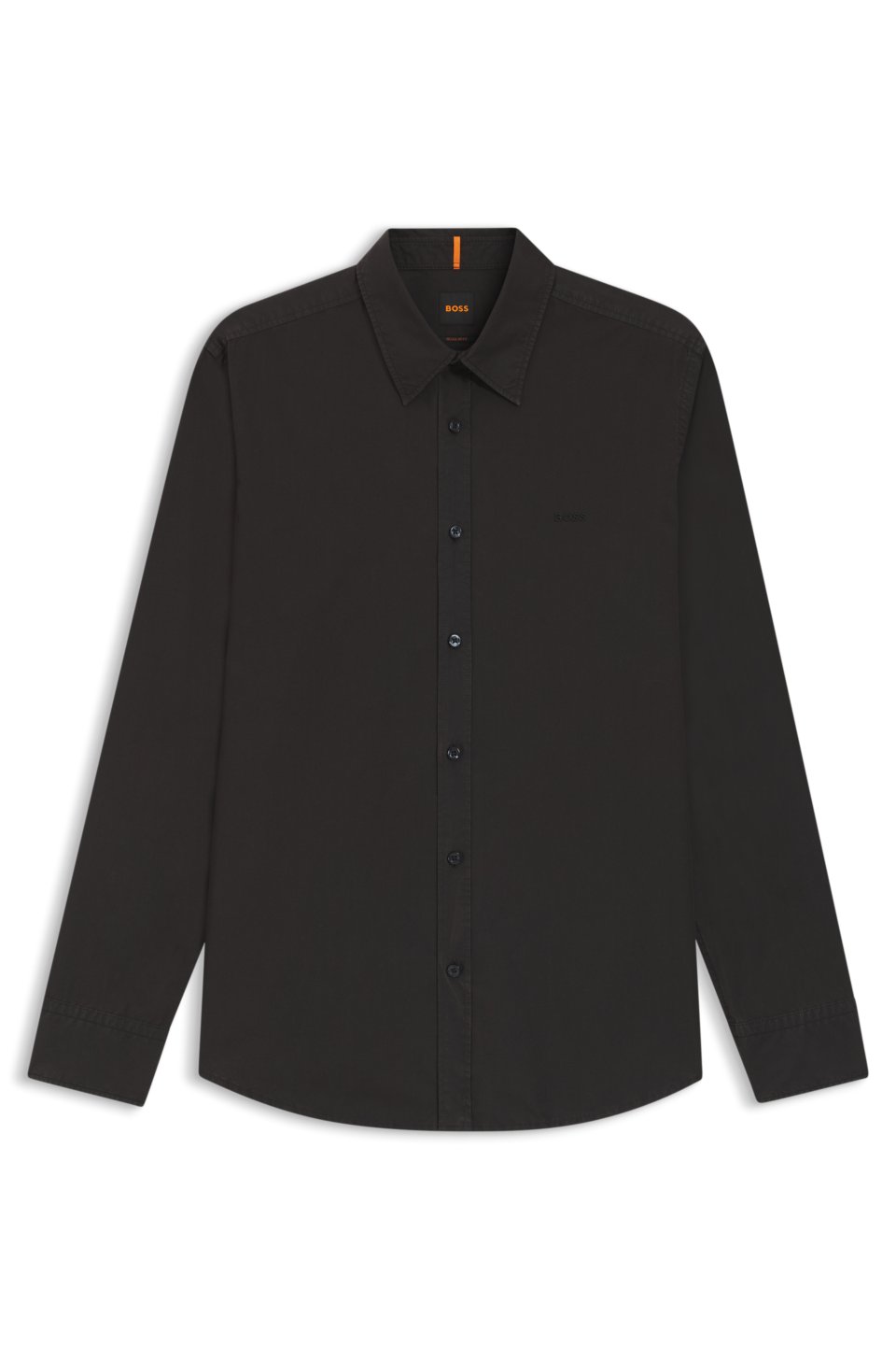 Regular-fit shirt in cotton poplin with embroidered logo