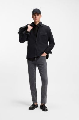 Regular-fit shirt in cotton poplin with embroidered logo, Black
