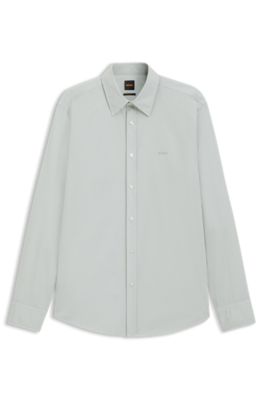 Regular-fit shirt in cotton poplin, Light Grey