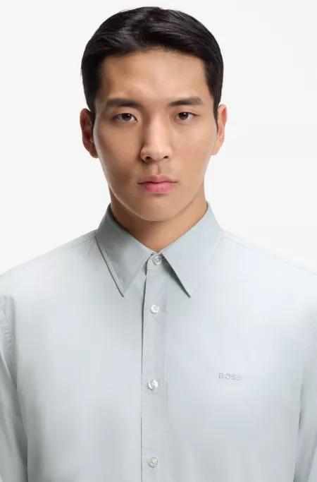 Regular-fit shirt in cotton poplin