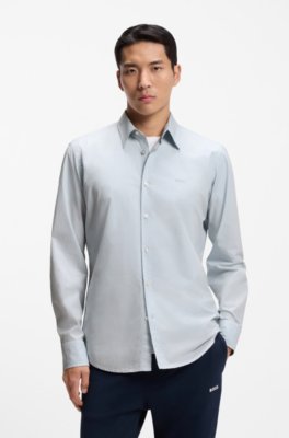 Regular-fit shirt in cotton poplin with embroidered logo