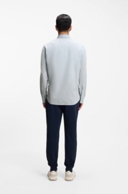 Regular-fit shirt in cotton poplin with embroidered logo, Light Grey
