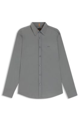 Regular-fit shirt in cotton poplin, Light Grey
