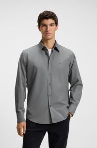 Regular-fit shirt in cotton poplin, Light Grey