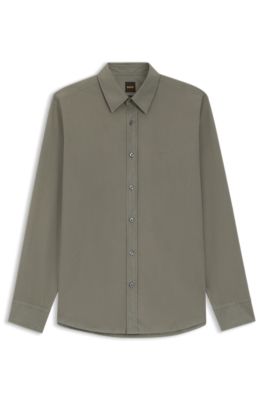 Regular-fit shirt in cotton poplin, Light Grey