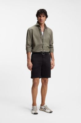 Regular-fit shirt in cotton poplin with embroidered logo, Olive