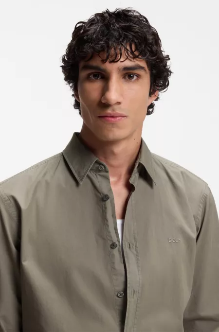 Regular-fit shirt in cotton poplin