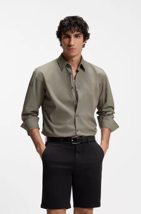 Regular-fit shirt in cotton poplin