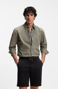 Regular-fit shirt in cotton poplin, Light Grey