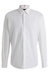 Regular-fit shirt in cotton poplin with Kent collar, White