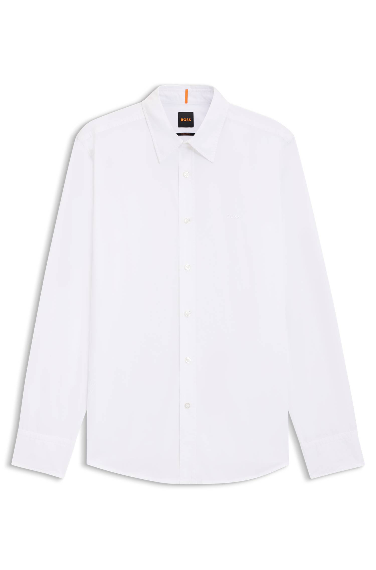Boss Regular-fit shirt in cotton poplin with embroidered logo skjortor & blusar herr – bild 4