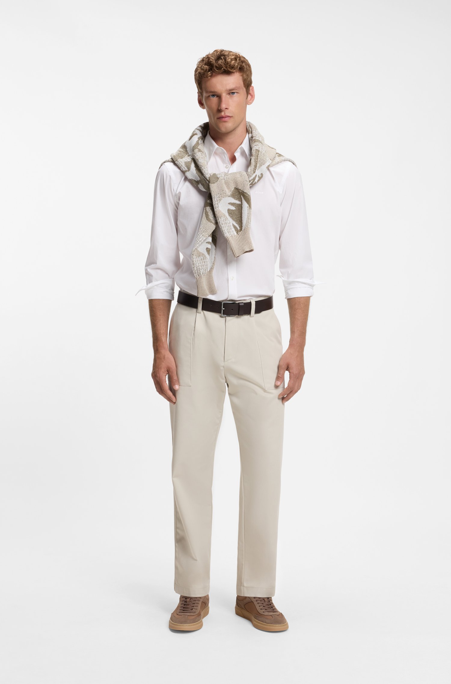 Boss Regular-fit shirt in cotton poplin with embroidered logo skjortor & blusar herr – bild 2