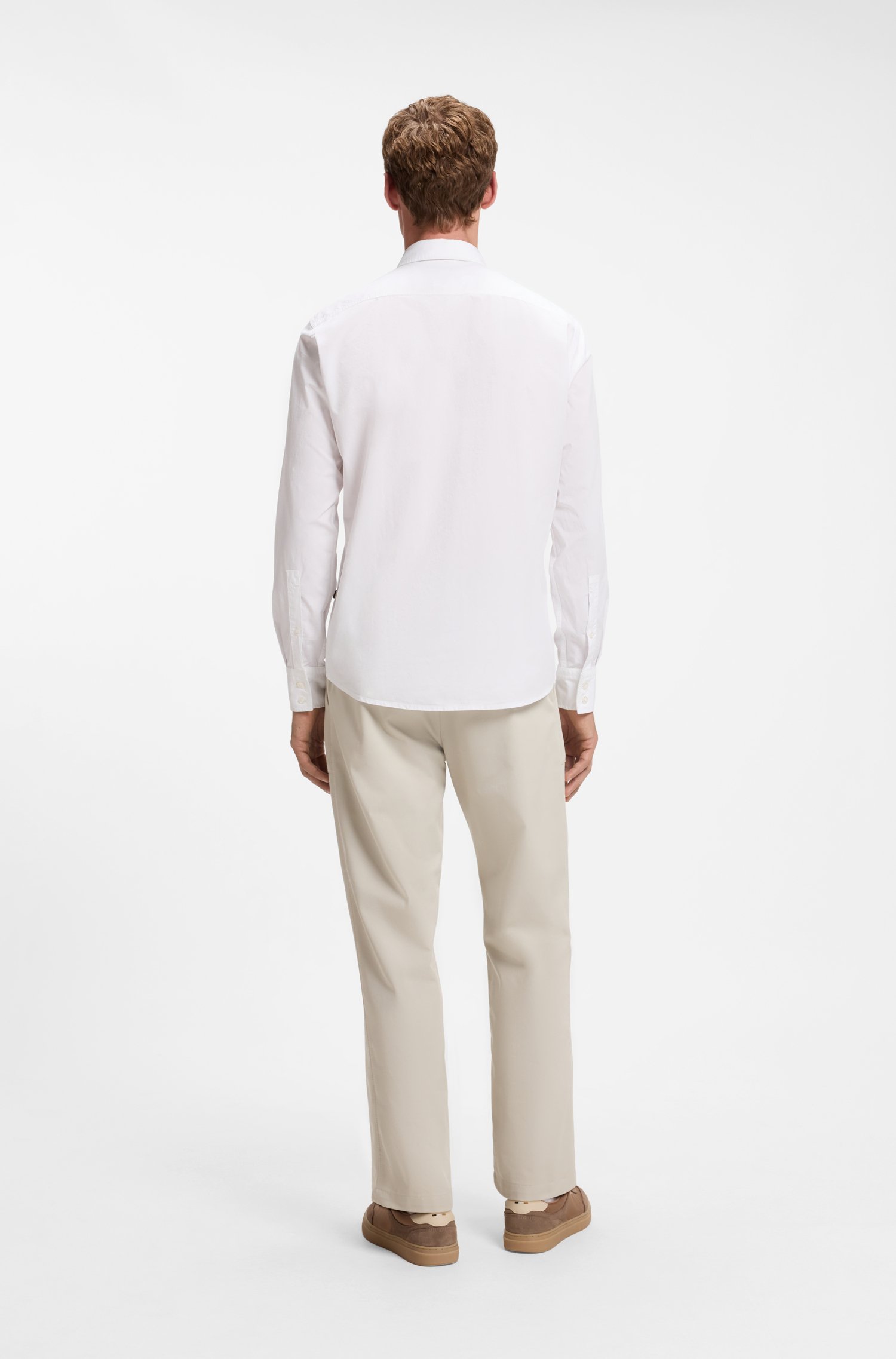 Boss Regular-fit shirt in cotton poplin with embroidered logo skjortor & blusar herr – bild 3