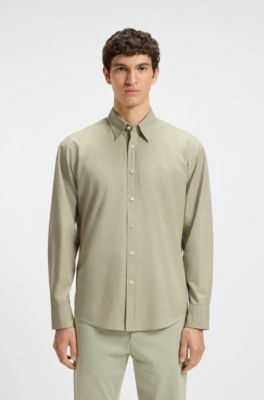 Regular-fit shirt in cotton poplin, Light Green