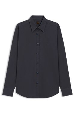 Regular-fit shirt in cotton poplin with embroidered logo